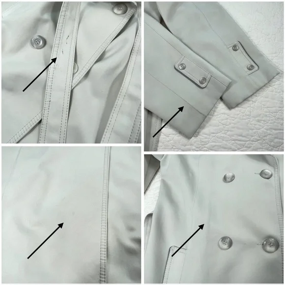 🔥Vintage Forecaster Of Boston Double Breasted Pale Gray Midi Length Trench Coat - Picture 15 of 15